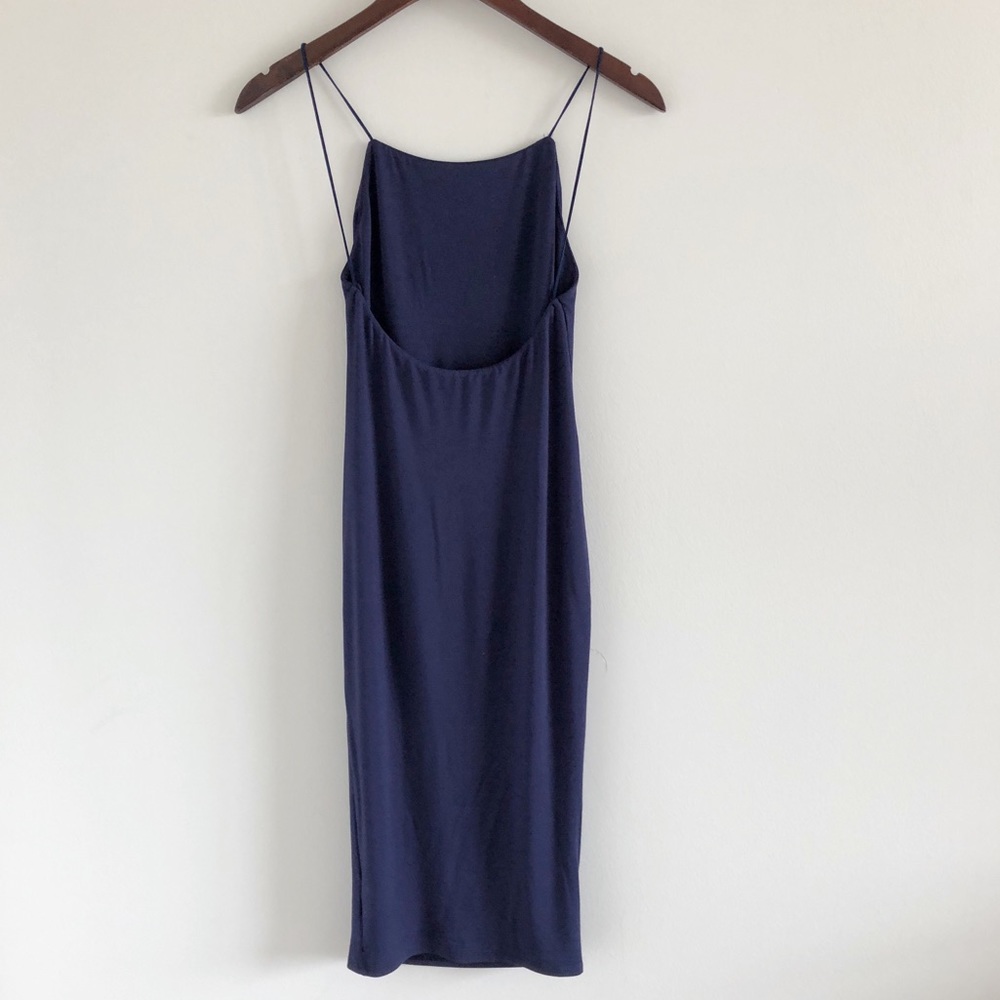 KATE Double Layer Open Back Dress in Navy - Picture 4 of 5